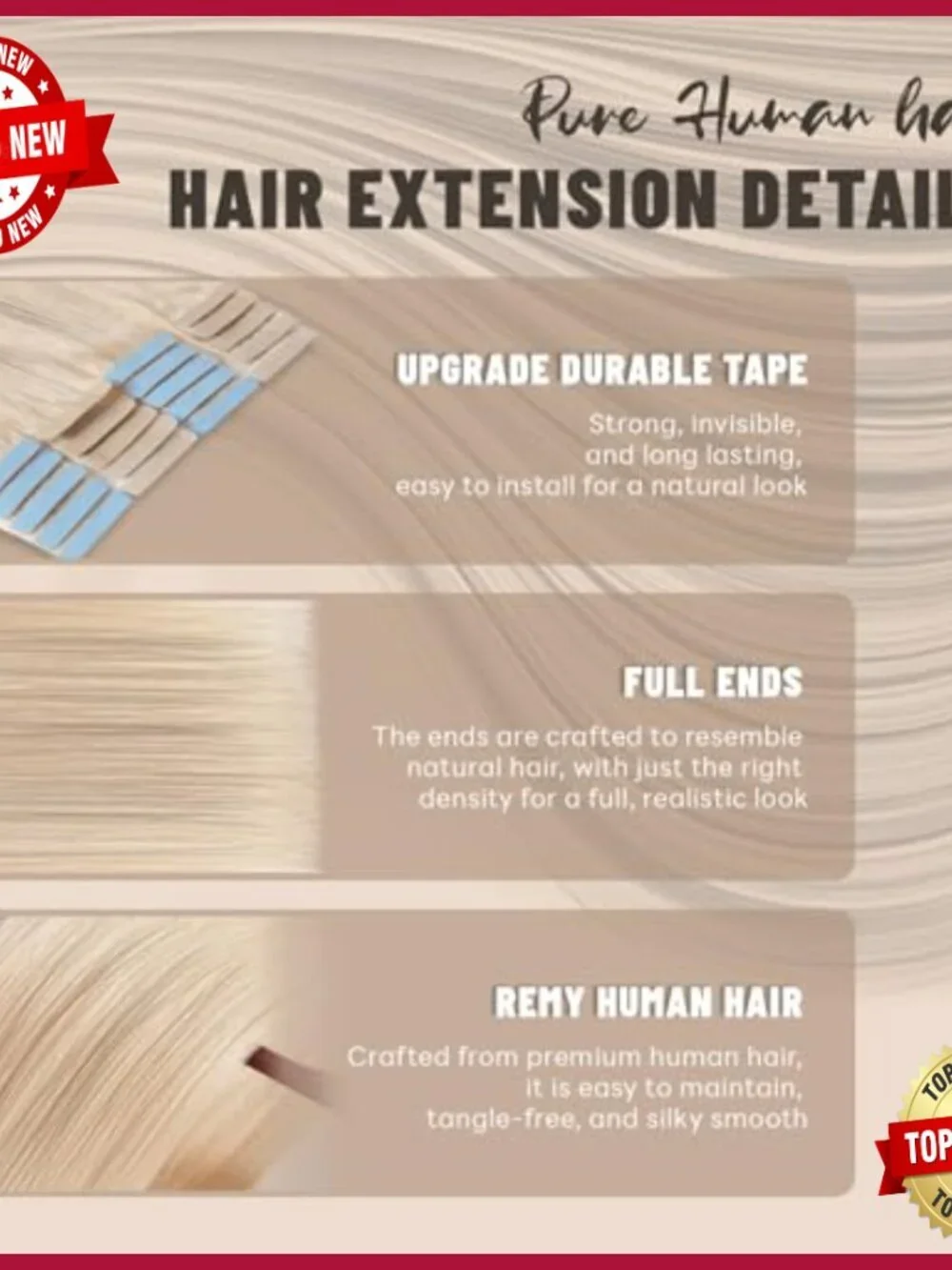 16 Inch Tape In Hair Extensions 50g 20Pcs Human Hair Remy Straight